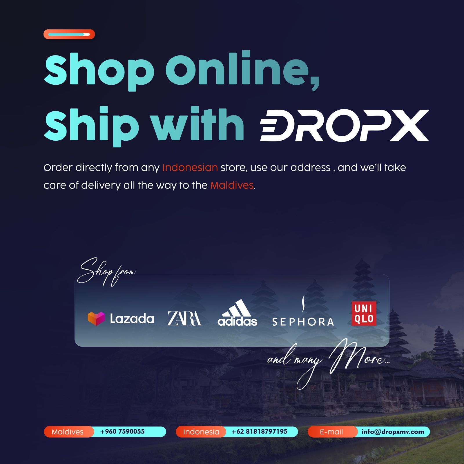DropX Maldives — Shop the world, delivered to your island